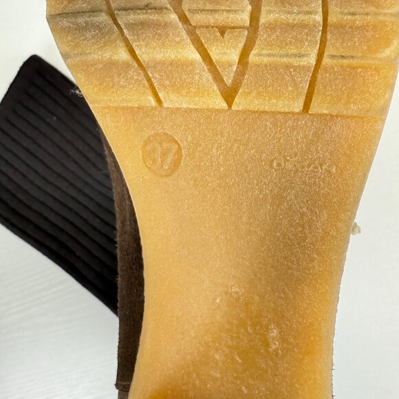 Miss Albright Anthropologie Brown Suede Sock Sweater Heeled Boots - Picture 8 of 10